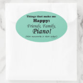 ピアノは私を幸せにする 楕円形シール (バッグ)