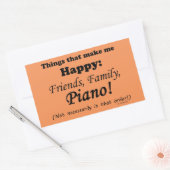 ピアノは私を幸せにする 長方形シール (封筒)