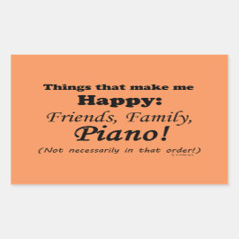 ピアノは私を幸せにする 長方形シール