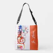 ピアノは音楽ノート及びハチドリを調整します クロスボディバッグ (裏面)