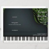 ピアノまたはボーカルリサイタルグリーン折り曲げプログラム (正面/裏面)