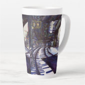 ピアノを叩く カフェラテマグ (右アングル)