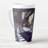 ピアノを叩く カフェラテマグ (左アングル)