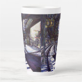 ピアノを叩く カフェラテマグ (正面)