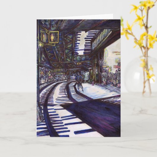 ピアノを叩く カード (黄色い花)