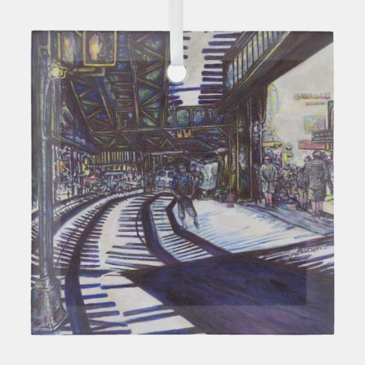 ピアノを叩く ガラスオーナメント (正面)