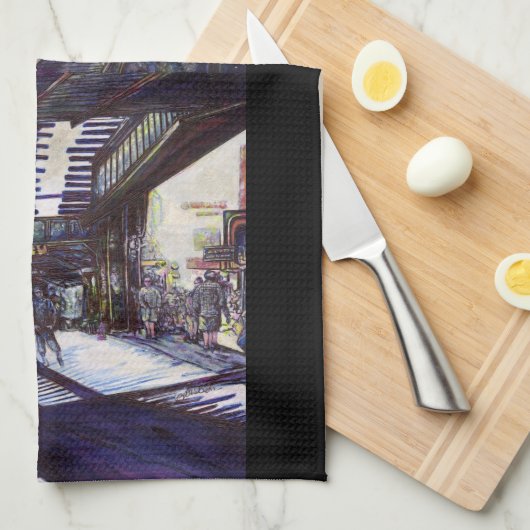 ピアノを叩く キッチンタオル (四つ折り)