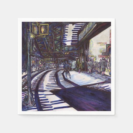 ピアノを叩く スタンダードカクテルナプキン (正面)