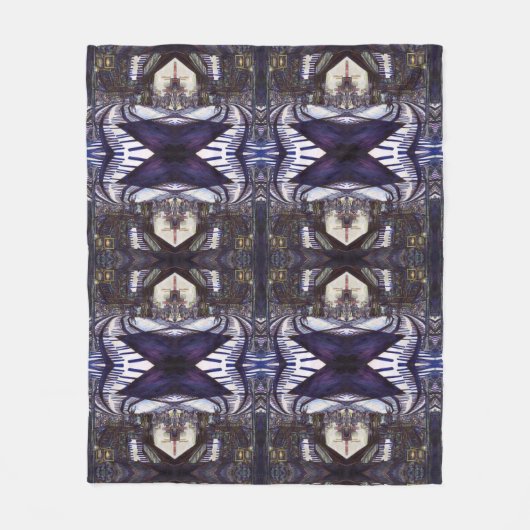 ピアノを叩く フリースブランケット (正面)