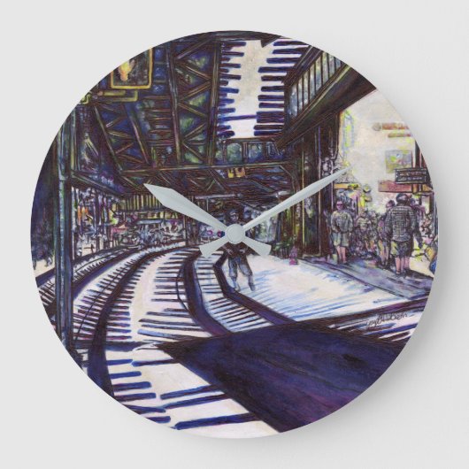 ピアノを叩く ラージ壁時計 (正面)