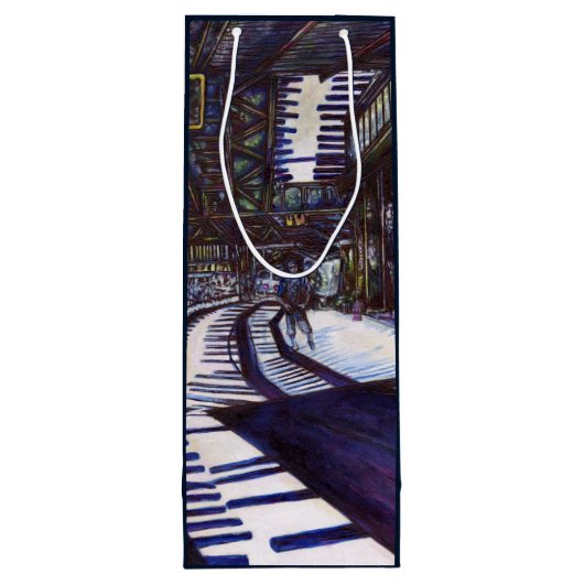 ピアノを叩く ワインギフトバッグ (裏面)