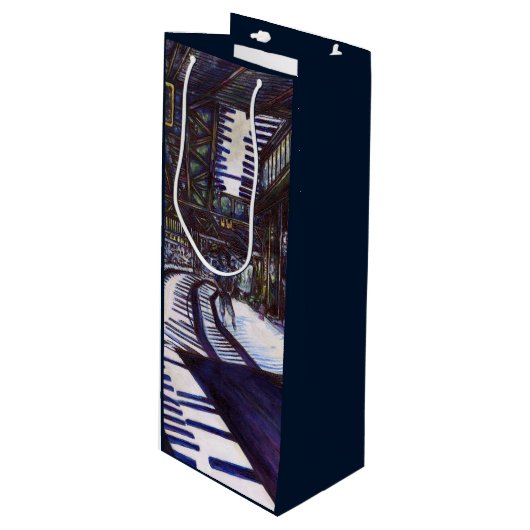 ピアノを叩く ワインギフトバッグ (正面アングル)