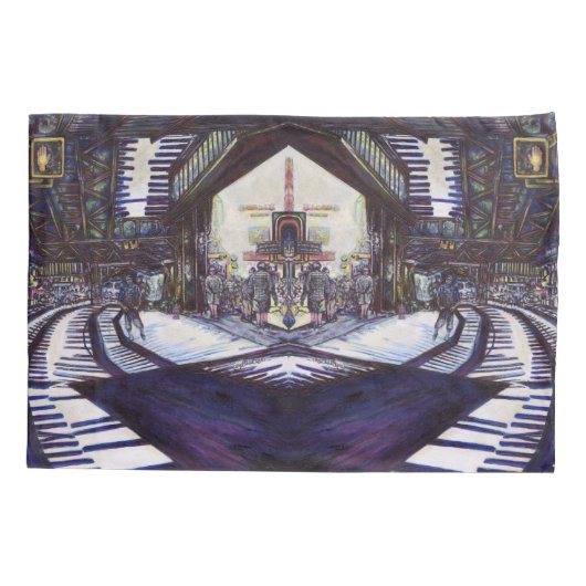 ピアノを叩く 枕カバー (裏面)