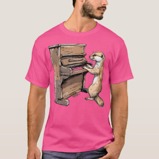 ピアノを弾くイタチ Tシャツ