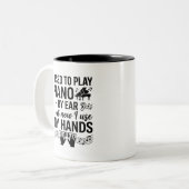 ピアノを弾く手のデザインのマグカップ 二色 ツートーンマグカップ (正面左)
