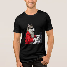 ピアノを弾く犬Tシャツ トライブレンドTシャツ