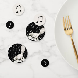 ピアノを弾く白いウィンキング・キャット コンフェッティ