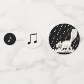 ピアノを弾く白いウィンキング・キャット コンフェッティ (正面)