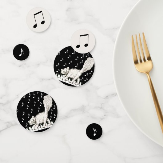 ピアノを弾く白いウィンキング・キャット コンフェッティ (グループ)