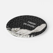 ピアノを弾く白猫の微笑み ペーパープレート (アングル)