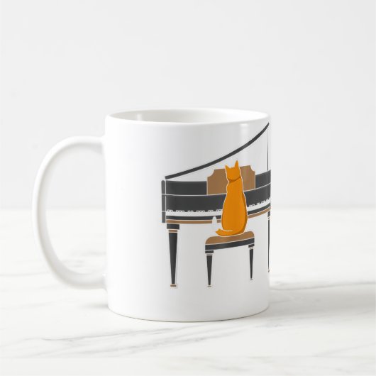 ピアノを弾く音楽好きの猫 コーヒーマグカップ (左)