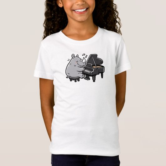ピアノを演奏するサイ Tシャツ (正面)
