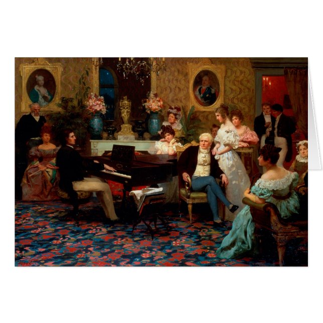 ピアノを遊んでいるショパン (正面横)