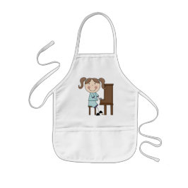 ピアノを遊んでいる棒の女の子 子供用エプロン