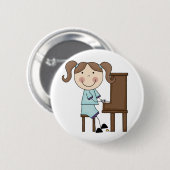 ピアノを遊んでいる棒の女の子 缶バッジ (正面&裏面)