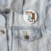 ピアノを遊んでいる棒の女の子 缶バッジ (インサイチュ)