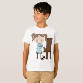 ピアノを遊んでいる棒の女の子 Tシャツ (正面フル)