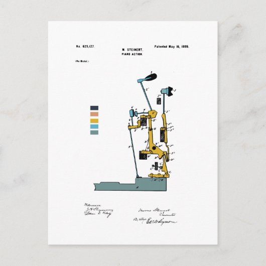 ピアノアクション – 特許取得済みMax Steinactive – 色付き ポストカード (正面)