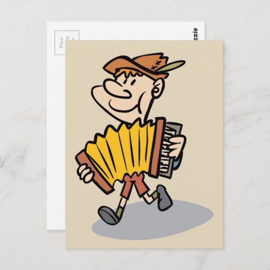 ピアノアコーディオンプレーヤーの郵便はがき ポストカード (正面/裏面)