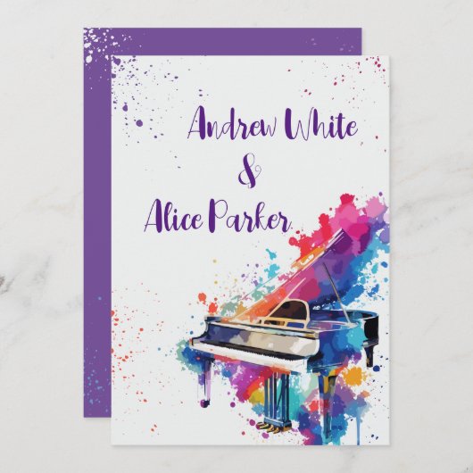 ピアノアート結婚式招待状 招待状 (正面/裏面)