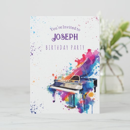 ピアノアート誕生日パーティー 招待状 (スタンド正面)