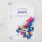 ピアノアート誕生日パーティー 招待状 (正面/裏面)