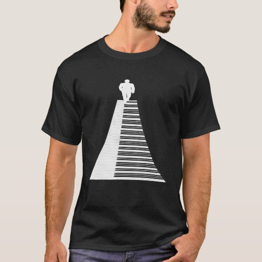 ピアノウォーカーTシャツ抽象芸術ミュージックキーボードシャツ Tシャツ (正面)