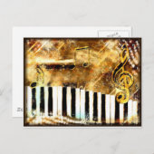 ピアノエレガントの音楽とノート ポストカード (正面/裏面)