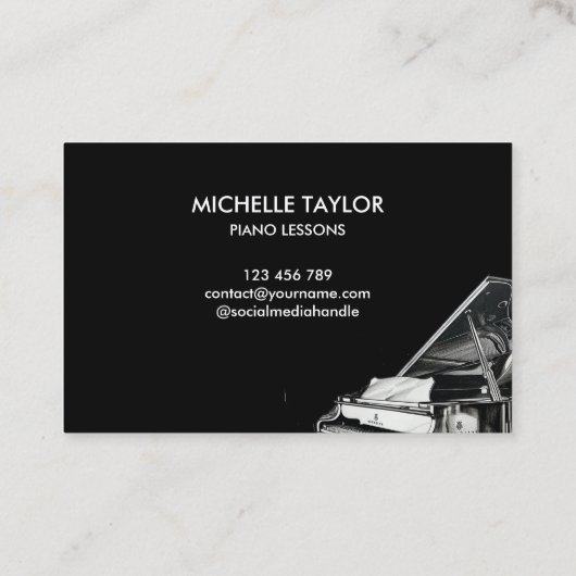 ピアノエレガントインストラクター先生ピアニスト 名刺 (裏面)