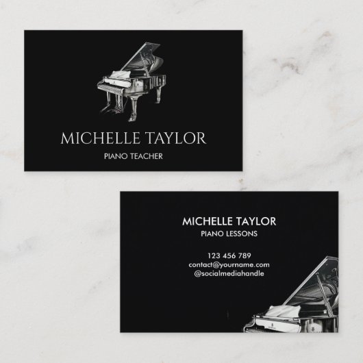 ピアノエレガントインストラクター先生ピアニスト 名刺 (正面/裏面)