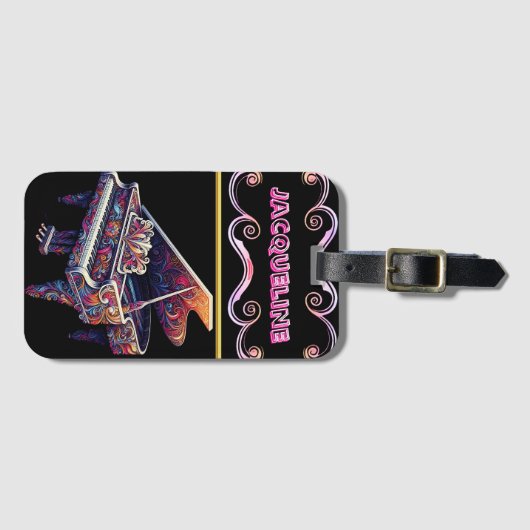 ピアノエレガントデザインと洗練された音楽 ラゲッジタグ (正面横)