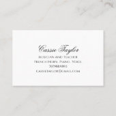 ピアノエレガントホーフランスのンミュージシャン音楽先生 名刺 (裏面)