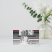 ピアノエレガント先生ガール学生ピンクドレス 名刺 (スタンド正面)