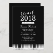 ピアノエレガント鍵音楽学校卒業パーティー 招待状 (正面/裏面)