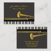 ピアノエレガント鍵&トロンボーン音楽先生 名刺 (正面/裏面)