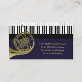 ピアノエレガント鍵&ホーフランスのン音楽 名刺 (裏面)