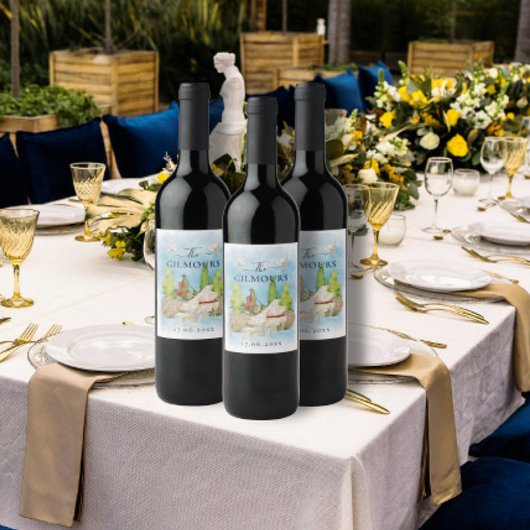 ピアノエレガント |ヴァイオリン結婚フラワーズラグジュアリー ワインラベル