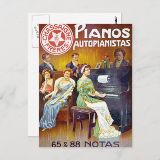 ピアノオートパニスタスヴィンテージピアノAd ポストカード (正面/裏面)