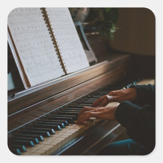 ピアノカッコいい スクエアシール (正面)