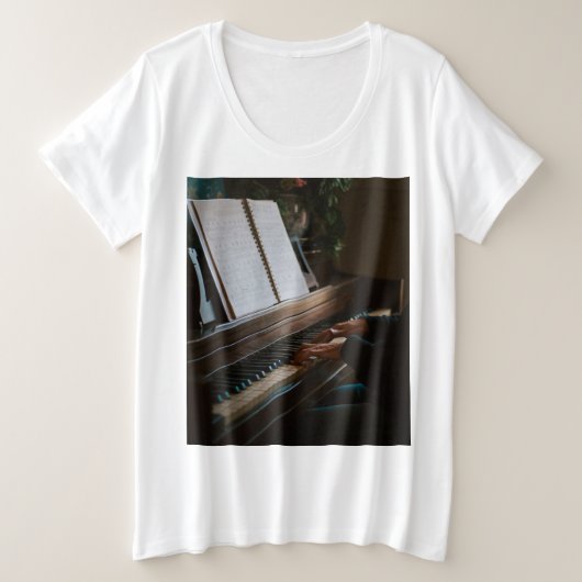 ピアノカッコいい プラスサイズTシャツ (デザイン正面)